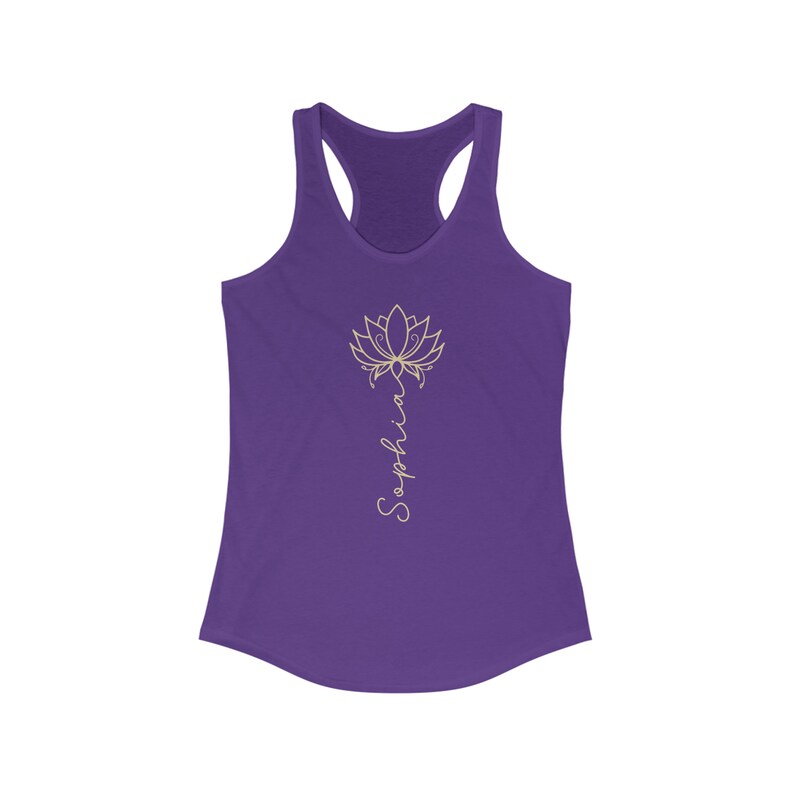 Personalized Yoga Tank Top, Lotus Yoga Tank, Customized Tank Top, Name Gym Shirt, Racerback Tank Workout, Yoga Lover Gift, Flower Tank Top