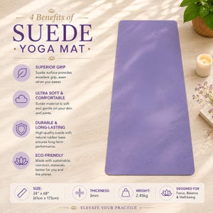 Personalized Yoga Mat for Women, Custom Name Suede Yoga Mat, Non Slip Pilates Mat, Lotus Fitness Gift for Her image 6