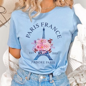 Paris Shirt France Tee Eiffel Tower Shirt French Saying Tshirt Paris City T-shirt Family Match Gifts Flower Shirt Europe Travel Paris Trip