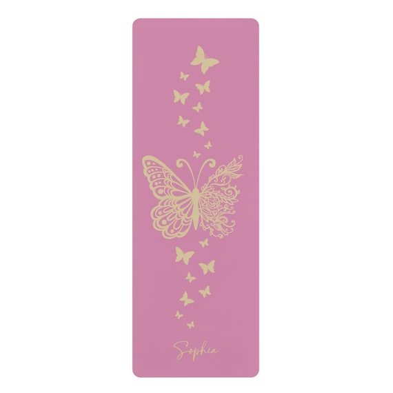 Personalized Yoga Mat Butterfly Yoga Mat Custom Name Beautiful Yoga Mat Customized Gift Fitness Mat Gym Non slip Comfort Extra Stability Etsy
