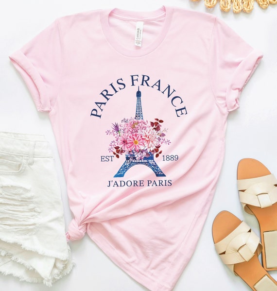 Paris Shirt France Tee Eiffel Tower Shirt French Saying Tshirt Paris City T-shirt Family Match Gifts Flower Shirt Europe Travel Paris Trip