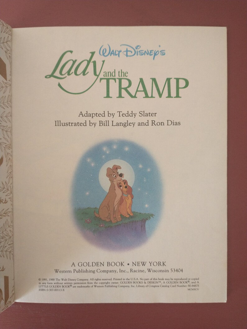 Walt Disney's Lady and the Tramp (little Golden Book, 1991) - Etsy