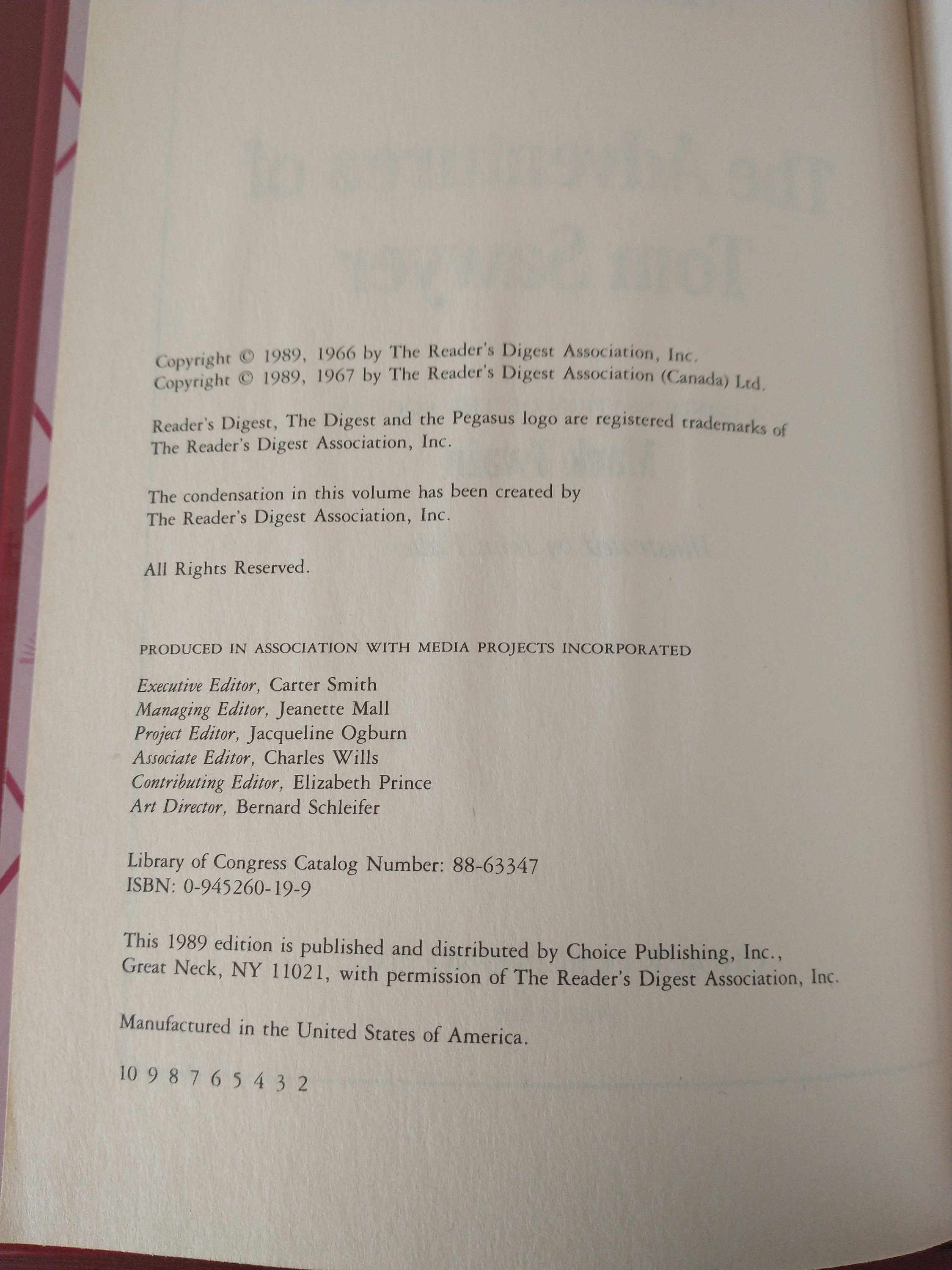 The Adventures of Tom Sawyer by Mark Twain (1989 Reader's Digest for ...