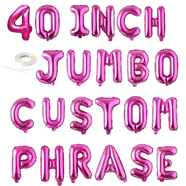 40 inch Custom Pink Letter Number Big Large Helium Balloon Banner Mylar Letter Birthday Banner  Personalization Baby Shower Happy Birthday