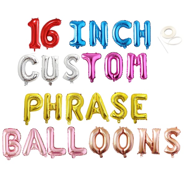 16 '' inch Custom Silver Pink Blue Rose Gold Red Letter Number Alphabet Balloon Banner Mylar Letter Balloon Choose A-Z 0 1 2 3 4 5 6 7 8 9