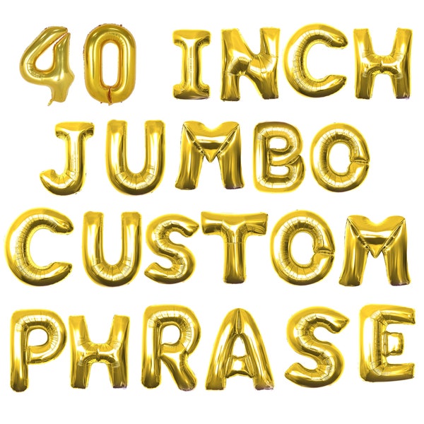 40 inch Custom Shiny Gold Letter Number Big Large Helium Balloon Banner Mylar Letter Birthday Banner  Personalization Baby Shower Bride