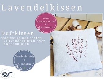 Lavendelkissen | Duftkissen für Aroma Therapie und Spa Geschenk | Leinenkissen im Scandi look | Entspannungskissen Lavendel