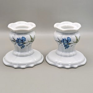 Pair of Porcelain Floral Inarco Candlestick Holders