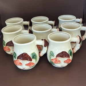 Set of 8 Vintage 1970s Empress by Haruta Mushroom Mugs
