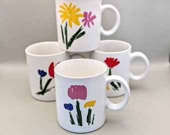 Set of 4 Vintage Floral Mugs
