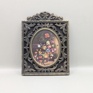 Antique Brass Frame with Floral Print