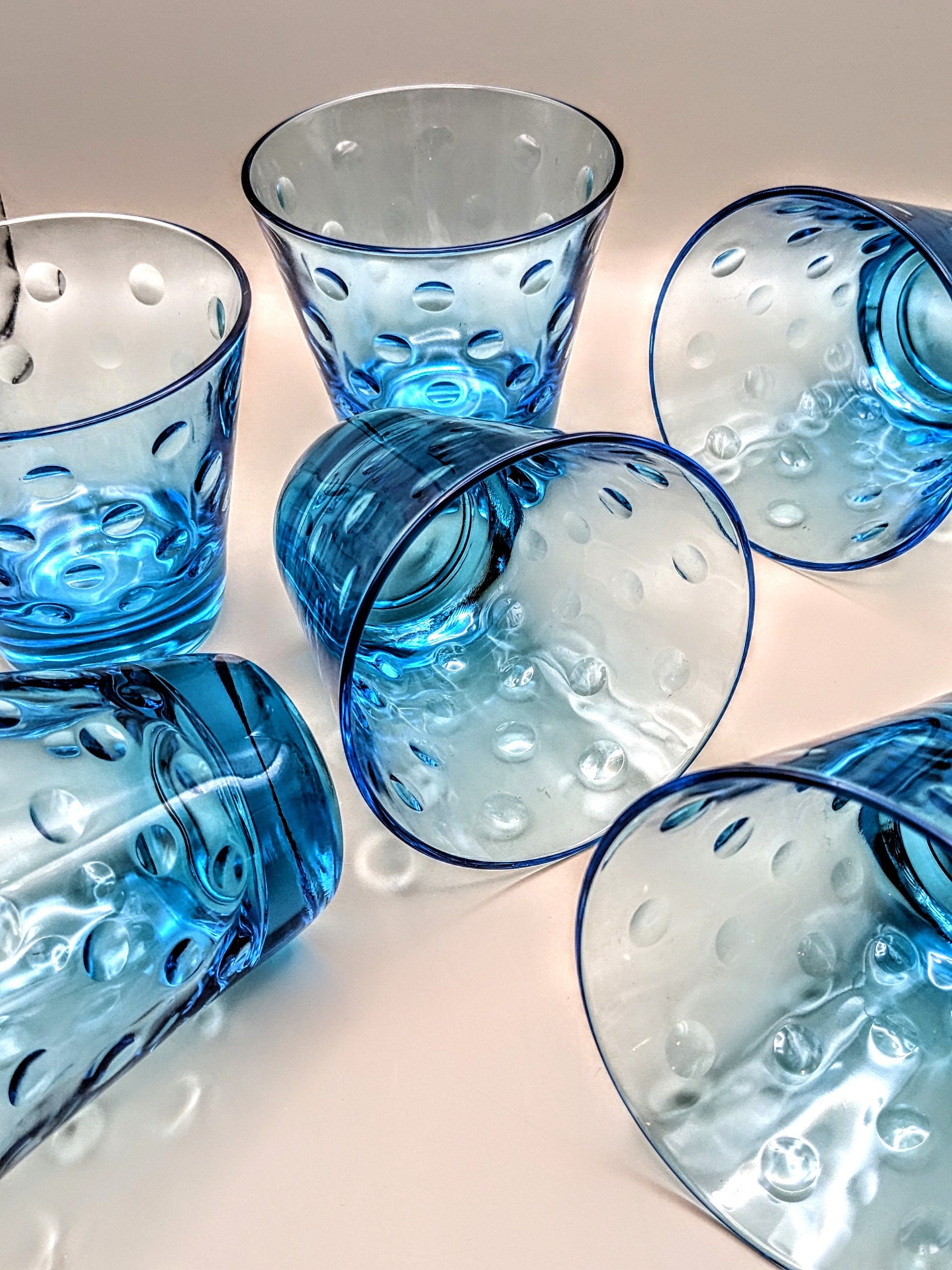 Vintage Federal Glass Tumblers, Set of Six Featuring Gold, White, & Red  Rings, Interlocking Dots on Clear Drinking Glasses, Circa 1960's 