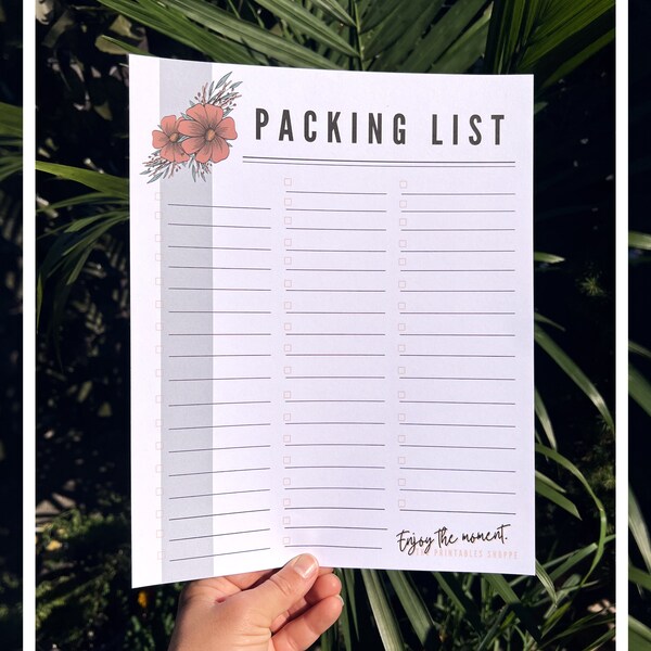 Floral Packing List 8.5x11 Printable Organizational Tool Instant Download.PDF digital download
