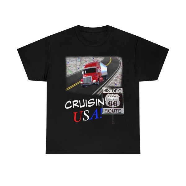 Cruisin' USA! retro styled route 66 travel highway sign t shirt