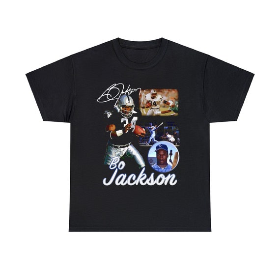 Bo Jackson Oakland Raiders Kansas City Royals football baseball 2 sport athlete t shirt