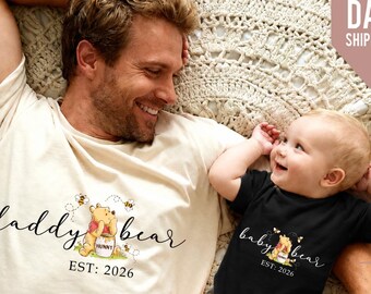 Custom Daddy dad mama Bear T-shirt 2026, Custom Baby Bear Shirt, Fathers day Family Tee, Personalised Mom Gift with Kids, Dad Son Daughter T