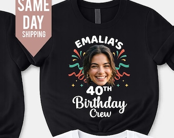 Custom 30th Birthday Photo T-Shirts: Matching Party Group Shirts, 1996 birthday t-shirt, Face Shirt, 1986 Birthday shirt 2026, Happy Faces T