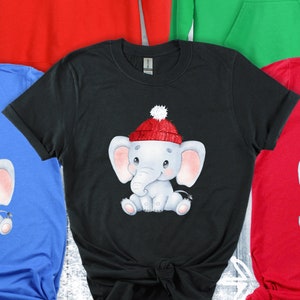 Olifant kerst T-shirt, schattige olifant kerstmuts sweatshirt, olifant rendier shirt, kerstverlichting shirt, grappig kerstcadeau