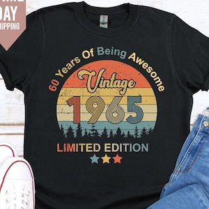 1965 T-Shirt, 60. Geburtstag T-Shirt für Männer, sechzig Geschenkideen, Vintage 1965 Design Lustiges Limited Edition Geschenk für Ihn Plus Größe erhältlich