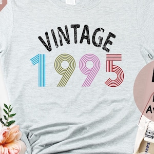 Camisetas de aniversário de 30 anos para ela e amigos, Camiseta de aniversário vintage de 1995, Presentes de aniversário para meninas, Camiseta de aniversário de 30 anos, Camisetas personalizadas