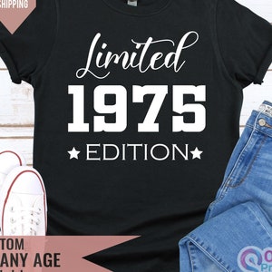 Camiseta de aniversário de 40 anos, camiseta de aniversário vintage 2025, presentes de aniversário de 40 anos para mulheres, camiseta de aniversário de edição limitada de 1975, presente de aniversário para pai e mãe