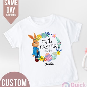 My First Easter Outfit: Rabbit Baby Grow, Personalized Easter Shirt