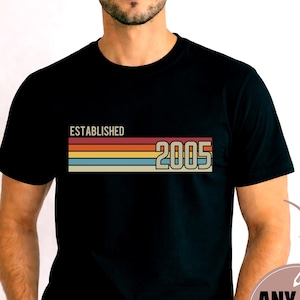 21st Birthday T-Shirt: Vintage Established 2005, Custom Year, Men's birthday Shirt 2026