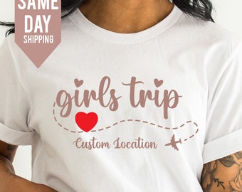 Camiseta de viagem para meninas: local personalizado, camiseta de férias para mulheres