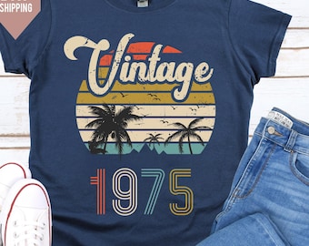 Vintage 1975 50th Birthday T Shirt, 50th Birthday Gift For Men, Husband Birthday Tee, fiftieth gift ideas, Birthday Shirts,50th Birthday tee