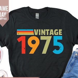 Camiseta vintage de 1975 50º aniversário, presente de 50º aniversário para homens, camiseta de aniversário do marido, ideias para presentes de 50º aniversário, camisetas de aniversário, camiseta de 50º aniversário