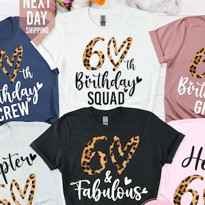 60th Birthday Shirt, 60th Birthday Crew Shirt for Woman, Leopard Print Birthday Party Shirts, 1965 Birthday tee, Friends Group Shirts