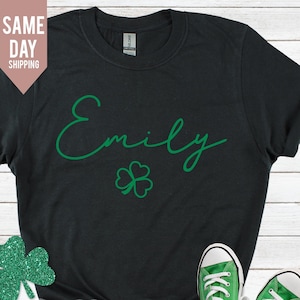 Custom name Shirt, Lucky T-shirt, Four Leaf Clover Baby Gifts, Green Shamrock T-shirt,  St Patrick&#39;s Day T-shirt 2025, Saint Patrick&#39;s Shirt