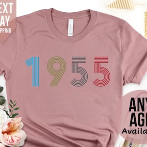 Camiseta de aniversário de 70 anos, camiseta de aniversário vintage 2025, presentes de aniversário de 70 anos para mulheres, camiseta de presente de aniversário vintage de 1955, presente de aniversário para a mãe