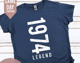 Men Birthday Tshirt, Legend Since 1974 Men's T-Shirt, 50th Birthday Gift For Men Him Dad Husband 50 Year Old Man, Custom Tshirt 2024