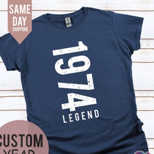 Men Birthday Tshirt, Legend Since 1974 Men's T-Shirt, 50th Birthday Gift For Men Him Dad Husband 50 Year Old Man, Custom Tshirt 2024 Fathers image 1