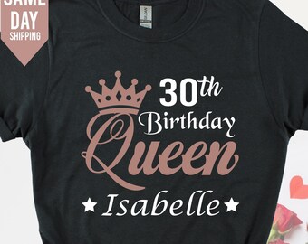 Personalized 30th Birthday Queen T-shirt: Handmade Cotton Tee, 1996 Birthday Queen Shirt 2026, Happy Birthday Tee