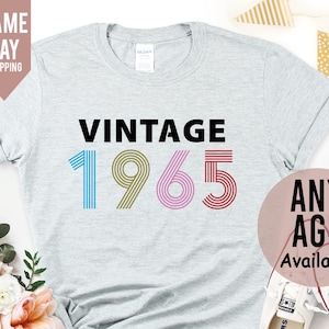 Camiseta de aniversário de 60 anos, camiseta vintage de aniversário de 1965, presentes de aniversário de 60 anos para mulheres, camiseta vintage de presente de aniversário de 2025, presente de aniversário para o avô