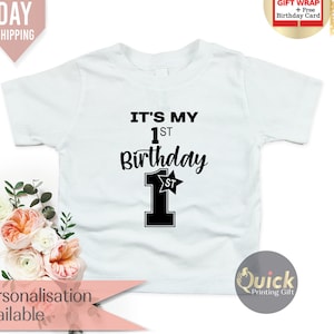 È la mia maglietta per il mio 1 ° compleanno, magliette di compleanno personalizzate, maglietta di compleanno per ragazzi, maglietta di compleanno per ragazze, vestito per il 1 ° compleanno, io sono uno, 1