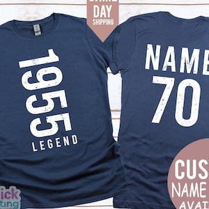 Camiseta Legend 1955 70º aniversário, presente de 70º aniversário para homens, camiseta vintage de aniversário de 1955 para mulheres, camiseta de edição limitada para pai e filha, presente T