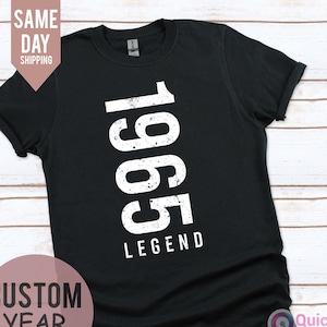 T-shirt anniversaire homme, T-shirt homme légende depuis 1965, cadeau 60e anniversaire pour homme lui papa mari homme de 60 ans, t-shirt personnalisé 2025