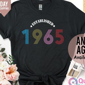 Camiseta de aniversário estimado de 60 anos, camiseta de aniversário vintage de 1965, camiseta de aniversário estimado de 60 anos, presente de aniversário para mamãe e vovô, camiseta de feliz aniversário