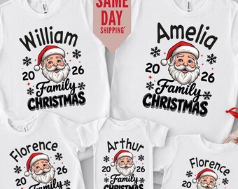 Custom Santa Claus T-shirt, Unisex Christmas Shirt, Merry Christmas Santa Hat Reindeer Shirt Cute Christmas T-shirt 2025, Family  Xmas Tee