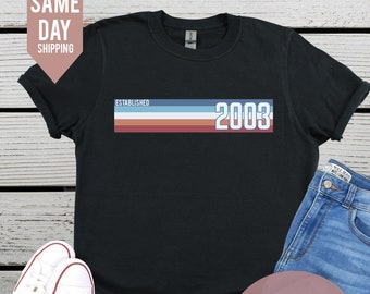 Established 2003, Mens 21st Birthday T-Shirt, Custom Birthday tshirt, personalised Birthday Gift 2024, Vintage Est 2003 Shirt, Custom Year T