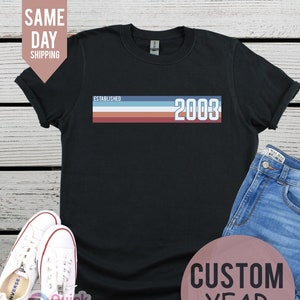 Established 2003, Mens 21st Birthday T-Shirt, Custom Birthday tshirt, personalised Birthday Gift 2024, Vintage Est 2003 Shirt, Custom Year T