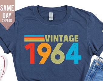 Vintage 1964 Tshirt, 60th Birthday T Shirt 2024 fiftieth gift ideas , Mens Women Tshirt,  1964 Birthday Shirt, Custom Birthday Tee, 2024 Tee