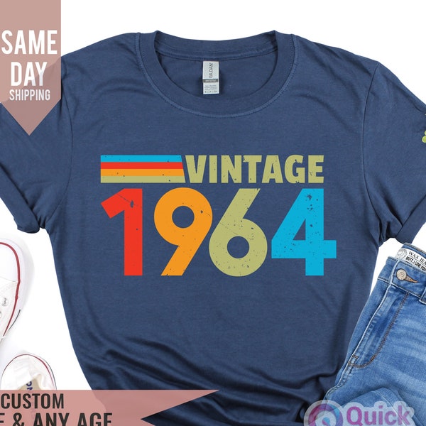 Vintage 1964 Tshirt, 60th Birthday T Shirt 2024 fiftieth gift ideas , Mens Women Tshirt,  1964 Birthday Shirt, Custom Birthday Tee, 2024 Tee