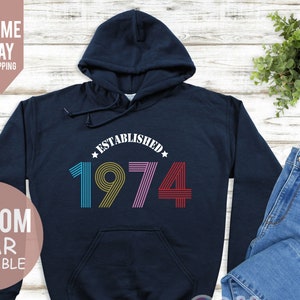 1974年創業のバースデーパーカー、イギリスの50歳の誕生日パーカー、女性・男性への50歳の誕生日プレゼント、お父さん・お母さんへのヴィンテージバースデープレゼント