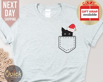 Lustig Weihnachtskatzen Taschen-T-Shirt: Katzenliebhaber Geschenk
