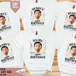 Custom Birthday Photo Name Shirt 2025, Birthday Face Name Tee, Funny Birthday Matching Shirts, Birthday Party Group Shirts for Friends 2025