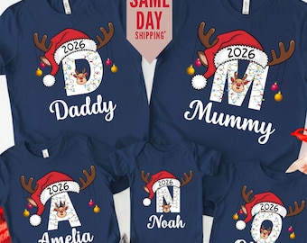 Personalized Christmas Shirt, Alphabet Xmas Name shirt Tee, Custom Christmas Family Name 2026 Shirt, Christmas 2026 Shirt, Christmas Family